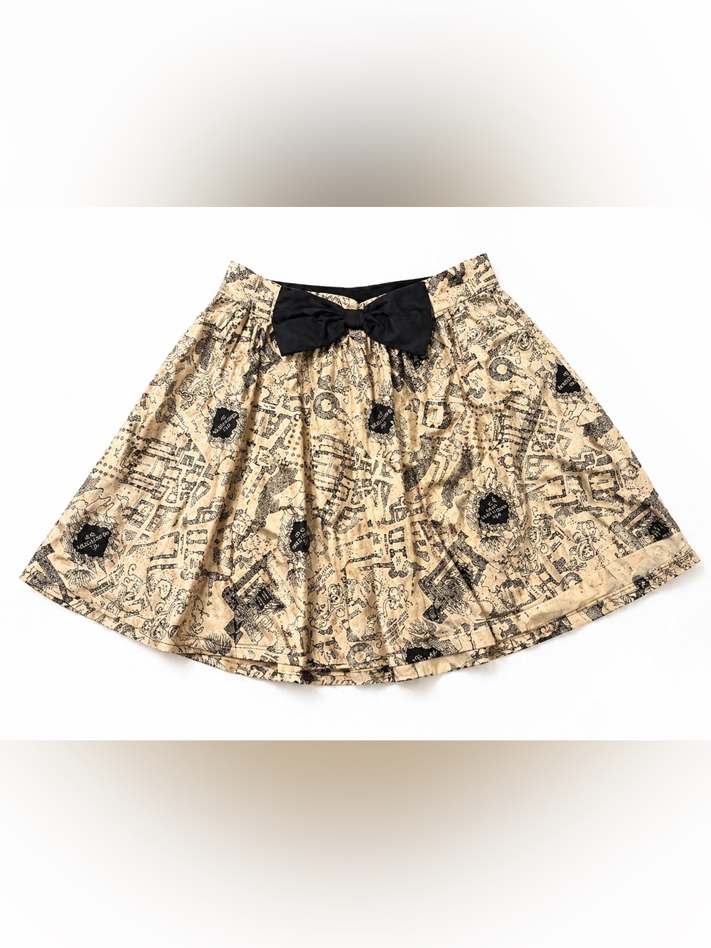 NWT Harry Potter Marauder’s Map Skirt A-Line Bow Waist Novelty